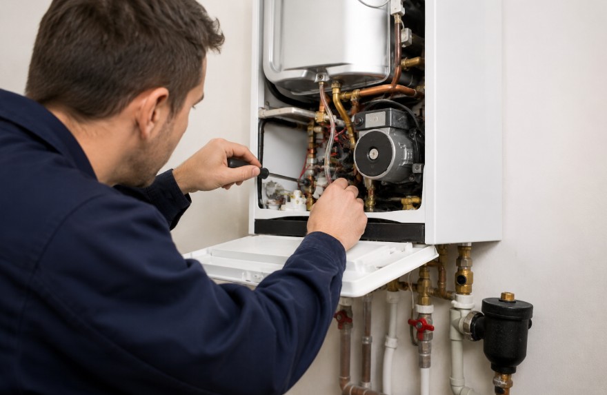 technician repairing boiler in Memphis tn