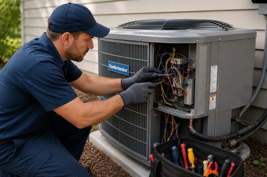 technician repairing hvac unit in Memphis tn
