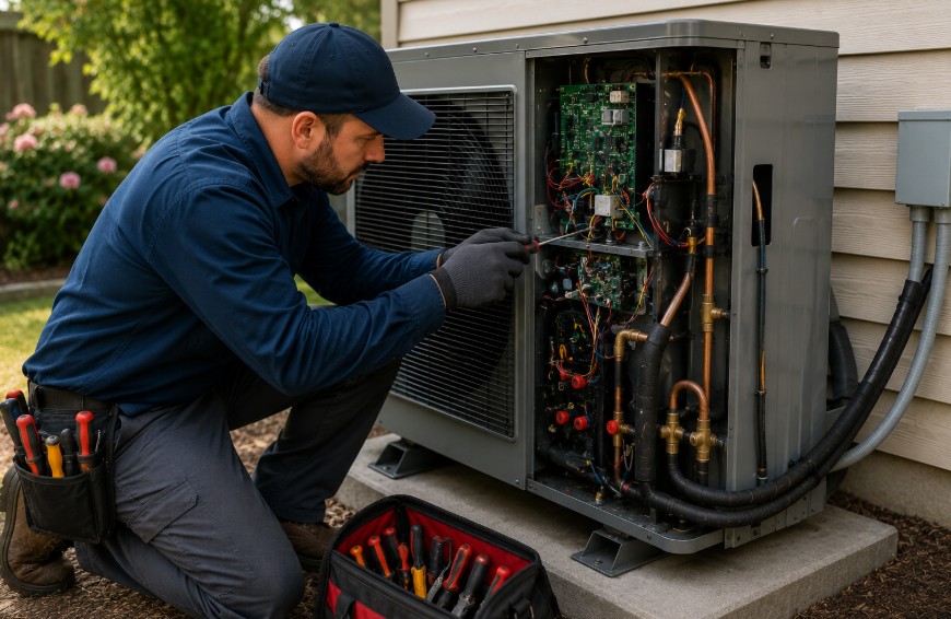 hvac technician responding to emergency heat pump call